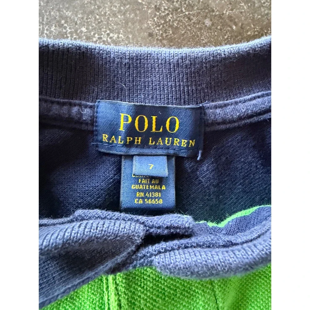 Polo Ralph Lauren Boys Rainbow Stripe Cotton Pique Polo Shirt Pony Logo Sz L